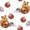 New Year`s seamless pattern with dogs. Cute red spitz and Italian greyhound with a Christmas ball. cartoon