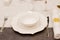 New Year\\\'s table setting. Glass festive tableware,