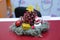 New Year\'s toys. Christmas decorations with gifts . Fallen pinecone