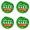 New Year sale green stickers set 10%, 20%, 30%, 40%