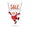 New Year Sale. Happy Santa with Sign