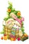 New Year Santa Bunny. background congratulations.