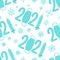 New year seamless pattern with figures 2021 with symbols of the coronavirus pandemic