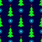 New Year seamless pattern with snowflakes, Christmas trees and stars. Bright winter print.