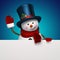 New year snowman hat greeting banner