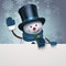 New year snowman hat greeting banner