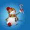 New Year snowman holding candy cane