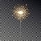 New year sparkler isolated on transparent background. Realistic transparent light effect. Festive s