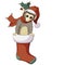 New Year style little monkey popping out from Christmas stocking