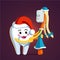 New Year themed tooth and brush illustration