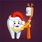 New Year themed tooth and brush illustration