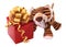 New-year tiger cub with gift.