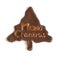 New Year Tree Shaped Chocolate Cookie With Merry Christmas Lettering