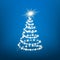 New Year Tree silhouette made of Christmas lights on blue background. Magic Chistmas holiday background. Vector illustration