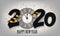 New Year Typographical Creative Background 2020 With Clock