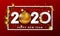 New Year Typographical Cretaive Background 2020 With Christmas golden ball bauble