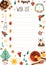 New Year wish list vector illustration. Decorated scrapbook sheet page. Childish letter to Santa Claus design idea