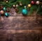 new year wooden background with christmas decorations