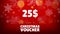 New Years Voucher 25 on a festive background. Christmas Sale. Merry Christmas and Happy New Year. Colored. Winter