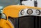 New yellow agricultural tractor. Orange powerful construction ma