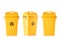 New yellow plastic trash with black recycle logo