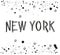 New yok city hand drawn letter with sparkling dots and paint splash poster design