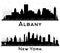 New York and Albany City Skyline Silhouette Set