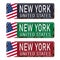 New York America retro metal souvenir print design layout. Welcome to New York vintage tin sign template. Americana