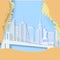 New York in autumn season landscape in paper cut style. Vector 3D NYC panorama