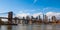 New York autumn skyline from Brookline side with view on the Brooklyn bridge.