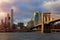 New York, Brooklin Bridge and Manhattan at the early morning sun light , New York City, USA