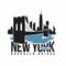 New York, Brooklyn Bridge typography for t-shirt print. Stylized Brooklyn Bridge silhouette. Tee shirt graphic