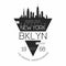New York, Brooklyn modern typography for t-shirt print. New York skyline silhouette. T-shirt graphics