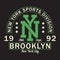 New York, Brooklyn - print logo. Graphic design for t-shirt, sport apparel. Typography for clothes. Sports division. Vector.