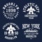 New York, Brooklyn typography, badges set for t-shirt print. Varsity style t-shirt graphics