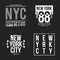 New York, Brooklyn typography for t-shirt print. Athletic patches collection for tee graphic. T-shirt design