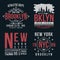 New York, Brooklyn typography for t-shirt print. Vintage badge set for t shirt print