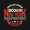 New York, Brooklyn vintage brand graphic for t-shirt. Original clothes design with grunge. Authentic apparel typography.