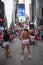 New york city, 12 september 2015: naked cowboy plays guitar on t