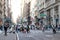 New York City 2018: Busy crowds of people walk across the