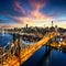 New York City - Amazing sunset over manhattan with Queensboro bridge