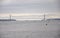 New York City,August 2nd:Verrazano-Narrow Bridge over Hudson river on a dramatic sky from New York City