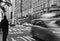 New York City Black and White Streets Traffic Cars Rush Hour People