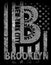 New York City, Brooklyn. Stylized American flag. Grunge background. Typography, t-shirt graphics, poster