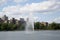 New York City Central Park fountain and Jacqueline Kennedy Onassis Reservoir