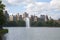 New York City Central Park fountain and Jacqueline Kennedy Onassis Reservoir