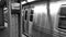 NEW YORK CITY - DECEMBER 2018: Manhattan subway train, subway interior. Slow motion