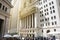 New York City, famous Wall Street and historic stock exchange building under the sunlight, USA, August 29, 2016