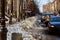 NEW YORK CITY - February 27, 2017: Streets in Brooklyn is seen after the seasons first snow storm in NYC