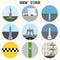 New York City landmarks & symbols - vector